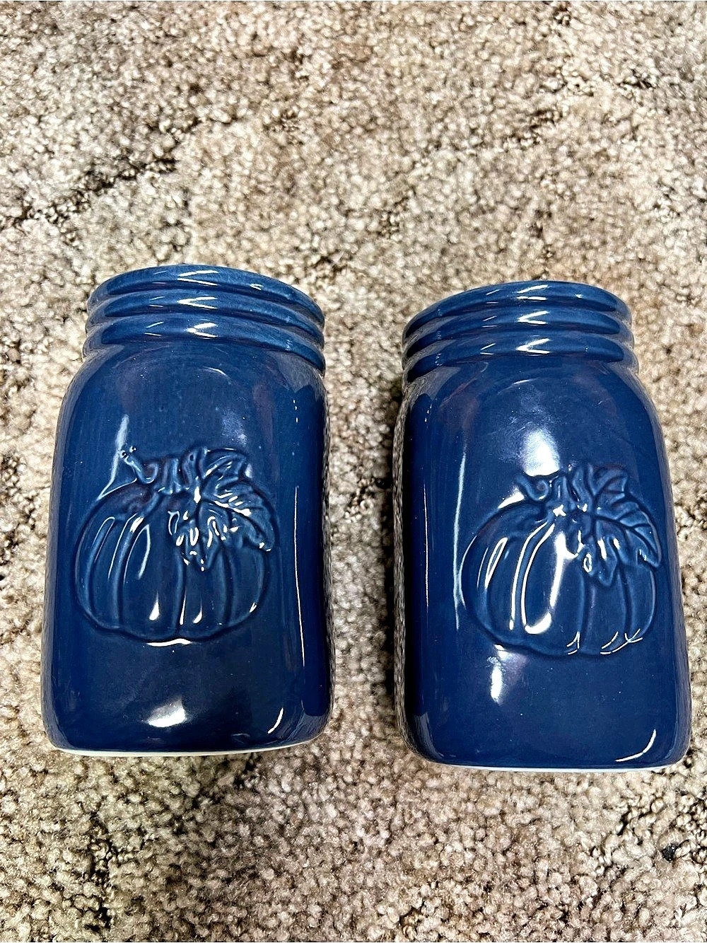 Blue Pumpkin Jars Set of 2